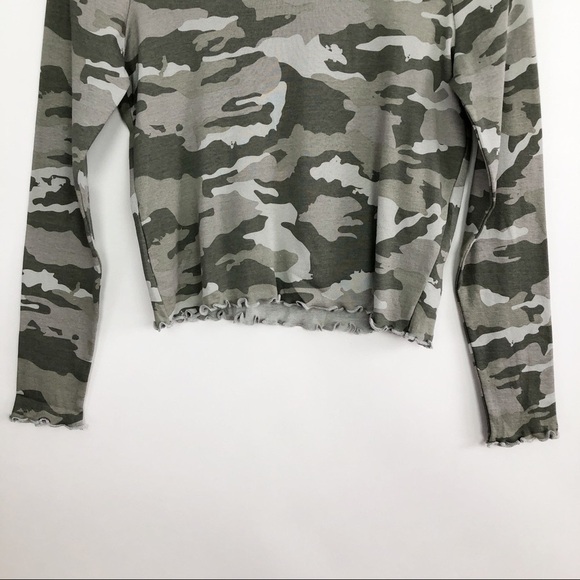 Anthropologie Camo Cropped Tee Long Sleeve Top XS - Picture 5 of 11